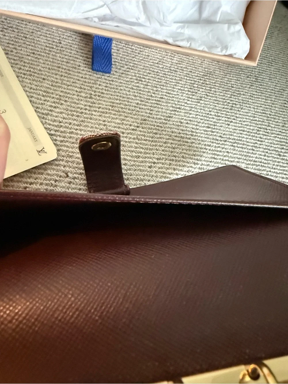 Louis Vuitton PM Mini Lin Beige and Burgundy Monogram Agenda